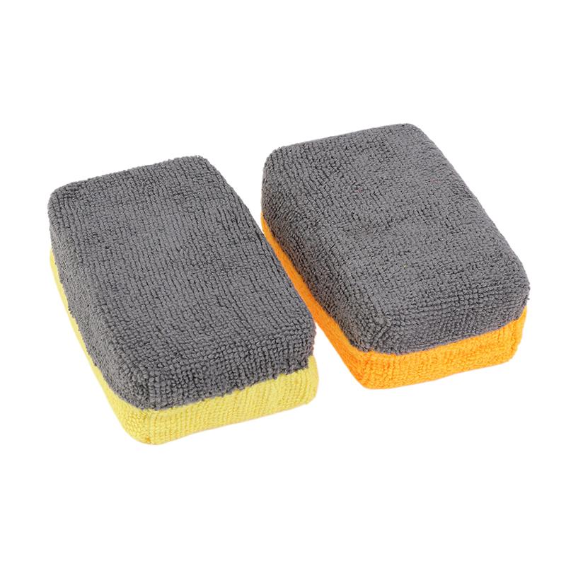 Microfiber Car Cleaning Pad Double Side Leather Scrubbing Sponge Soft Car Detailing Wash Sponge Car Interior Cleaning Tools