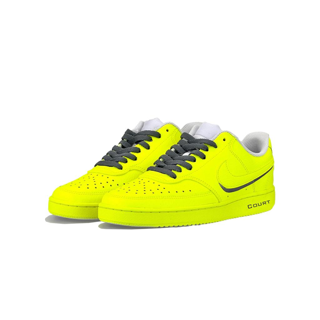 Nike Court Vision 1 Slip Resistant Low top Skateboard Shoes Women's Neon Yellow CD5434-100(Team338-)