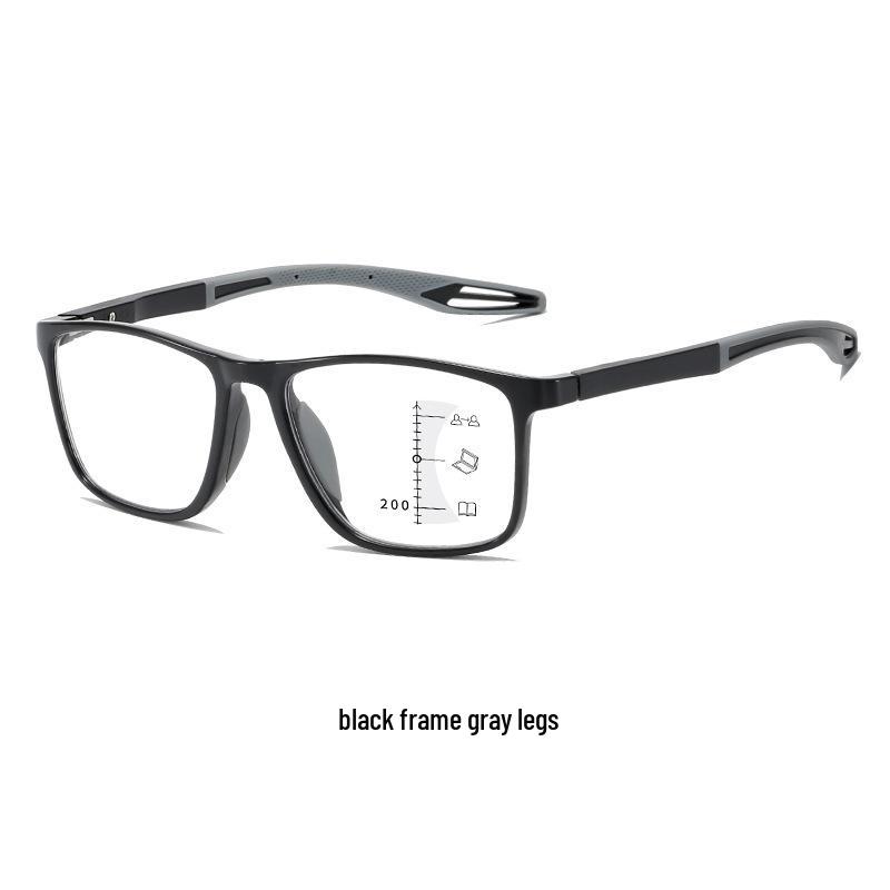 New TR90 Multifocal Progressive Sports-Style HD Reading Glasses, Anti-Blue Light, Suitable for Near and Distance Viewing