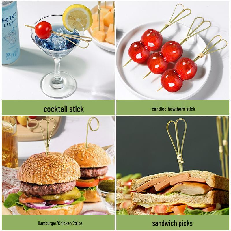 Creative Bamboo Fruit & Flower Picks for Parties, Cocktails, Burgers, & Easter Decorations