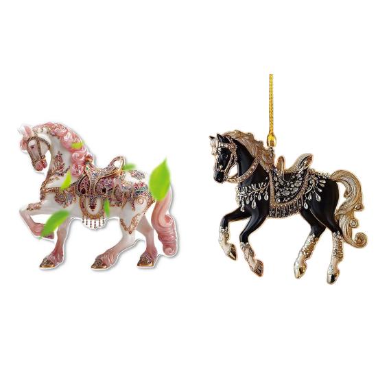 1/2/3/4/5/6/7/8/10/12/15/20/25 Pcs Horse Ornaments For Christmas Tree Metallic Rhinestones Horse