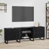 TV Cabinet in Black Oak Look 150 x 30 x 50 cm Particleboard