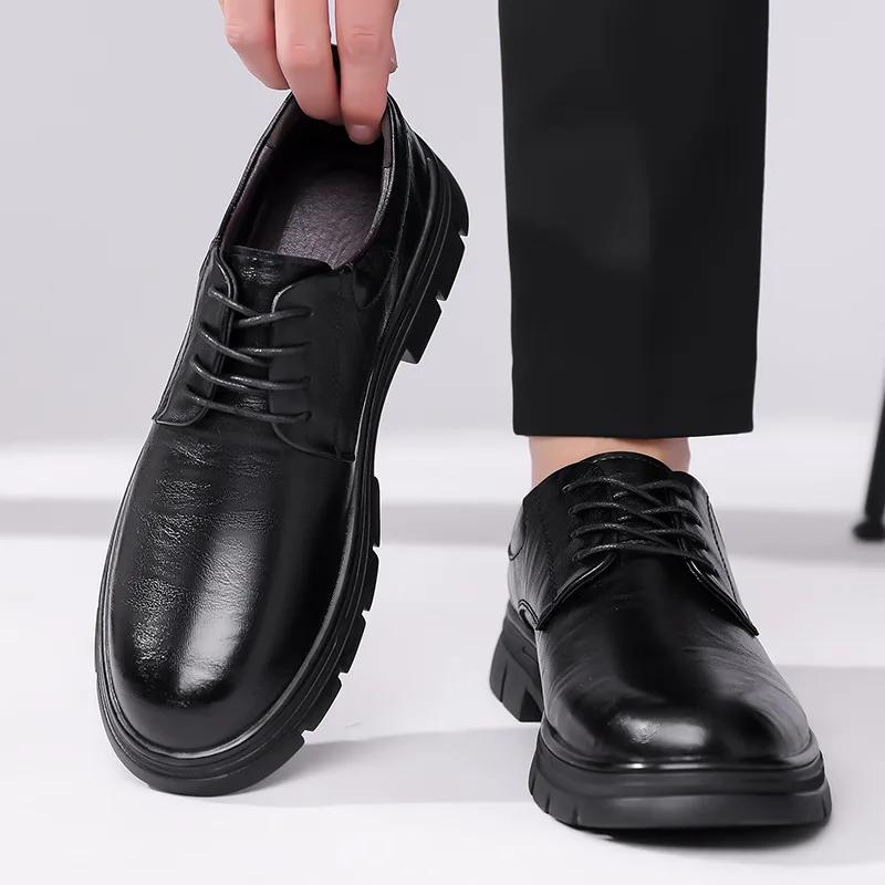 Fashion Autumn Winter English Platform Casual Derby Shoes for Men Fashion Casual New Designer Black Wedding Shoes Male Warm Cotton Shoes