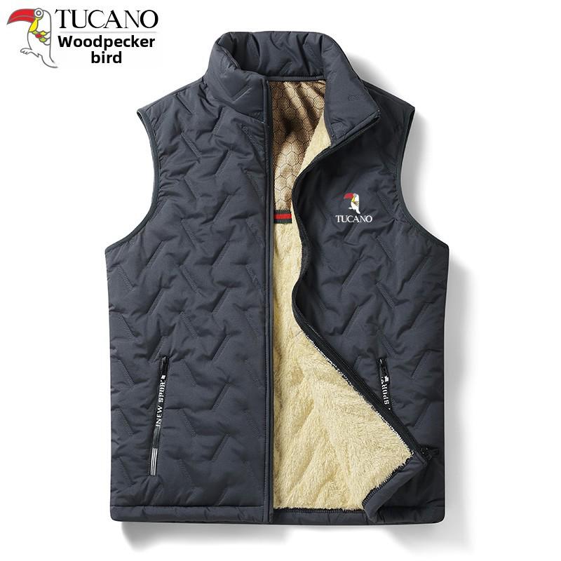 Woodpecker Herren-Weste mit Fleece-Futter und Stehkragen - Herbst/Winter 2025, Unifarben, für mittleres und älteres Alter.