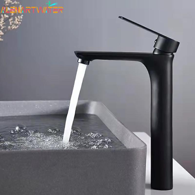 Brass Water Plating Gray Bathroom Sink Faucet Single Handle Brushed Gold Deck Mounted Wash Basin Tap Hot And Cold Mixer