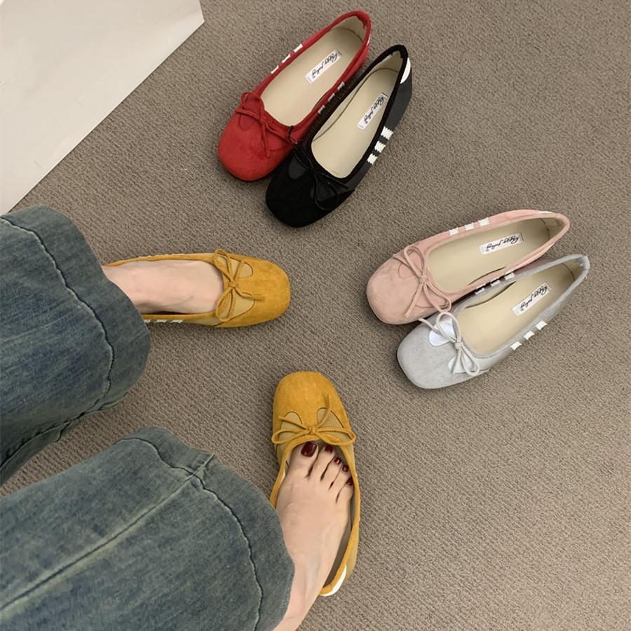 Fashion IPPEUM Ballet Sneakers Women Flats 2025 Summer New Round Toe Red Black Ballerina Shoes