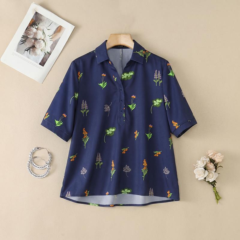 ZANZEA Women Casual Turn Down Collar Loose Half Sleeve Floral Print Blouse