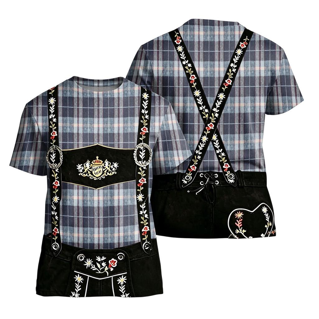 Men's Short Sleeve T Shirt with Vintage Oktoberfest Pattern Loose Fit Casual Summer Daily Top for Comfortable Wear