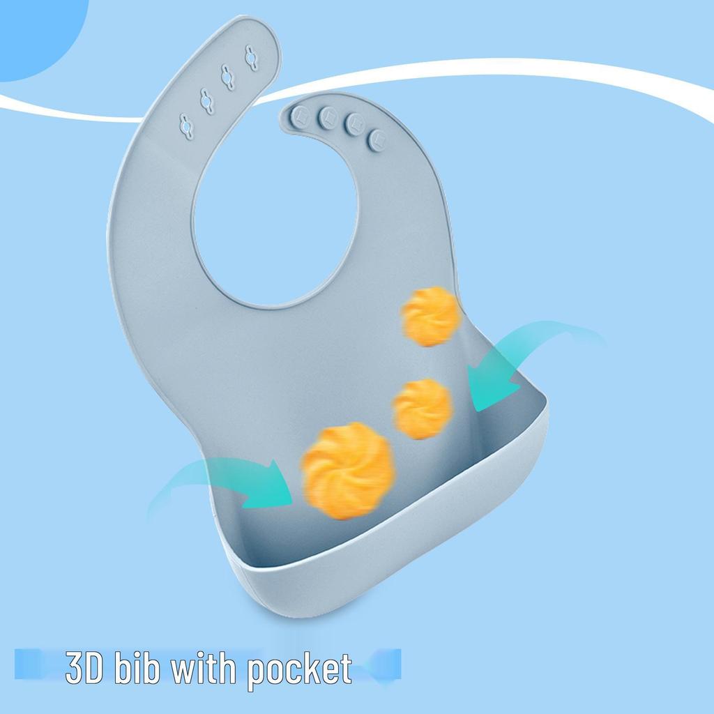 Waterproof Silicone Baby Bib for Feeding - Food-Grade, Cross-Border, Infant Supplies