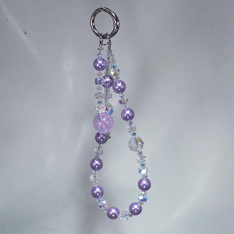 Crown Pendant Mobile Phone Chain, New Crystal Pearl Car Key Chain, Wrist Short Pendant Mobile Phone Chain.