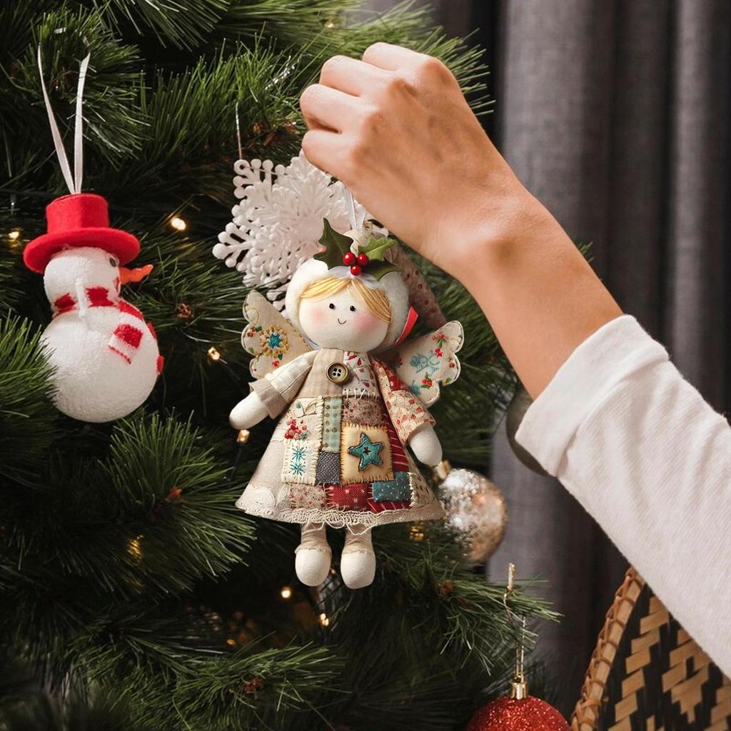 Juego de Árbol de Navidad Hecho a Mano de 6 Pulgadas Decoración Suave Vintage Decoración de Muñeca Suave Kit de Costura Artesanía Acrílica Retro Rural