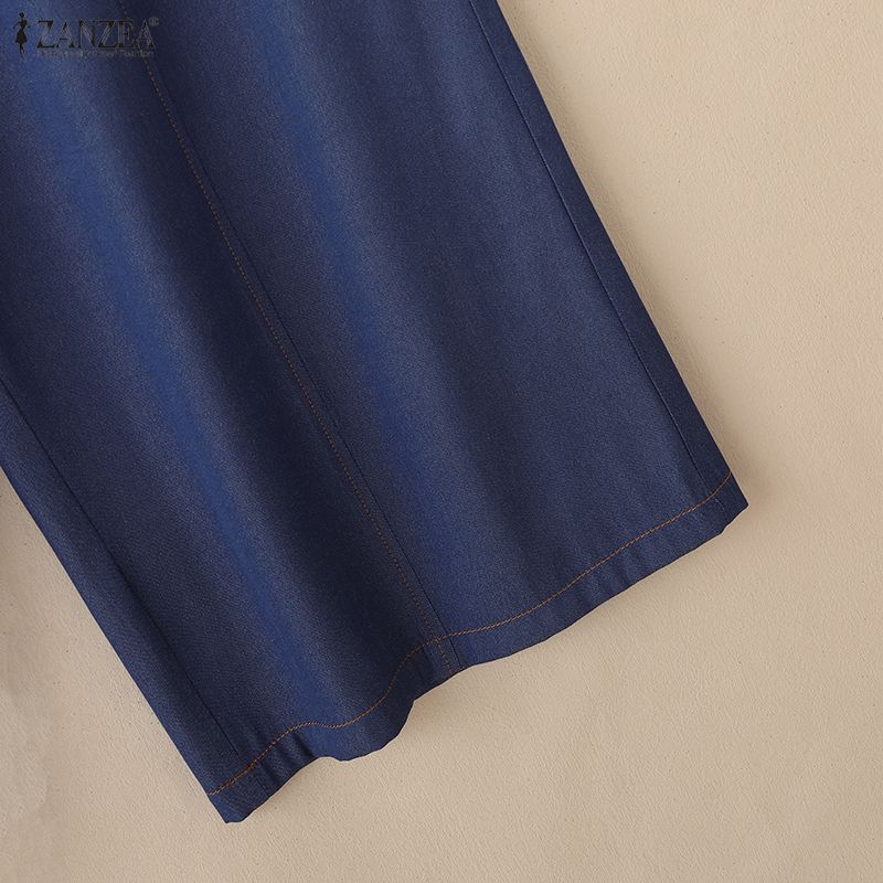 ZANZEA Women Summer Casual Elastic Waist Loose Cropped Pants