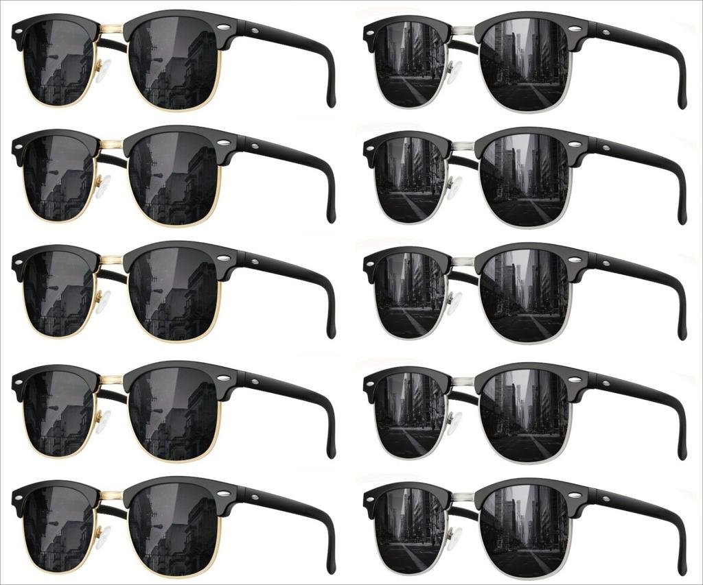 10pcs Sunglasses for Men Women Square Polarized Driver Sunglasses Ride Cycling Shades