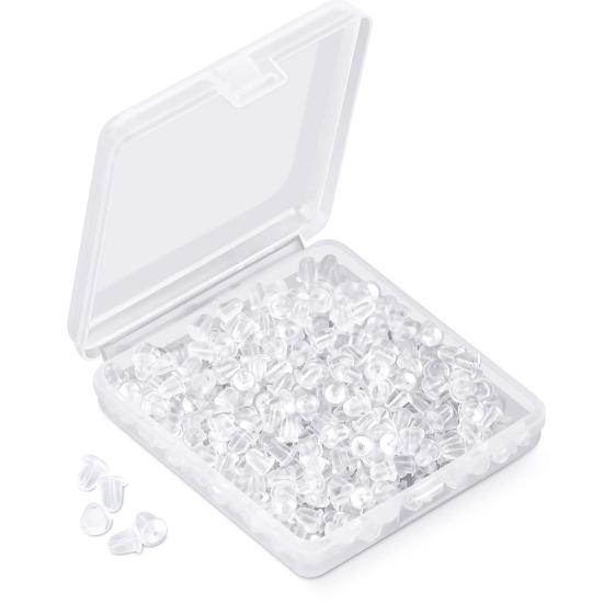200Pcs Replacement DIY Soft Clear Silicone Earring Safety Backs Clutch Stopper