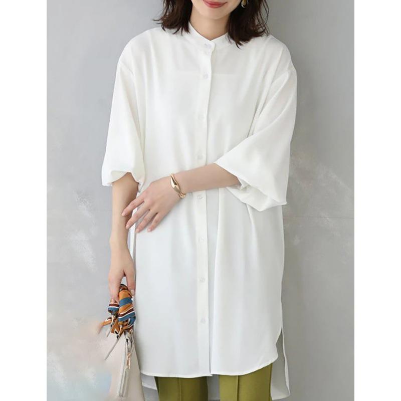 Women's Loose Fit Long-Sleeve Mid-Length Shirt Dress