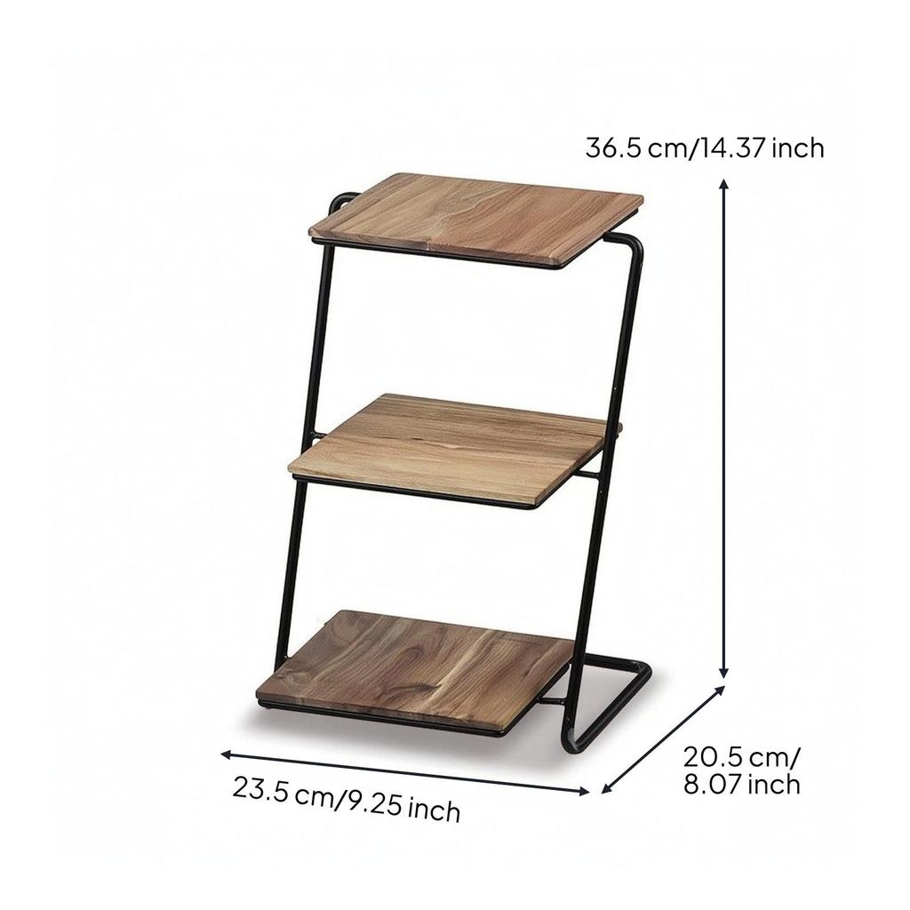 Dessert Stand with Wooden Shelves Decorative 3 Tier Cake Space Saving Platter for Party