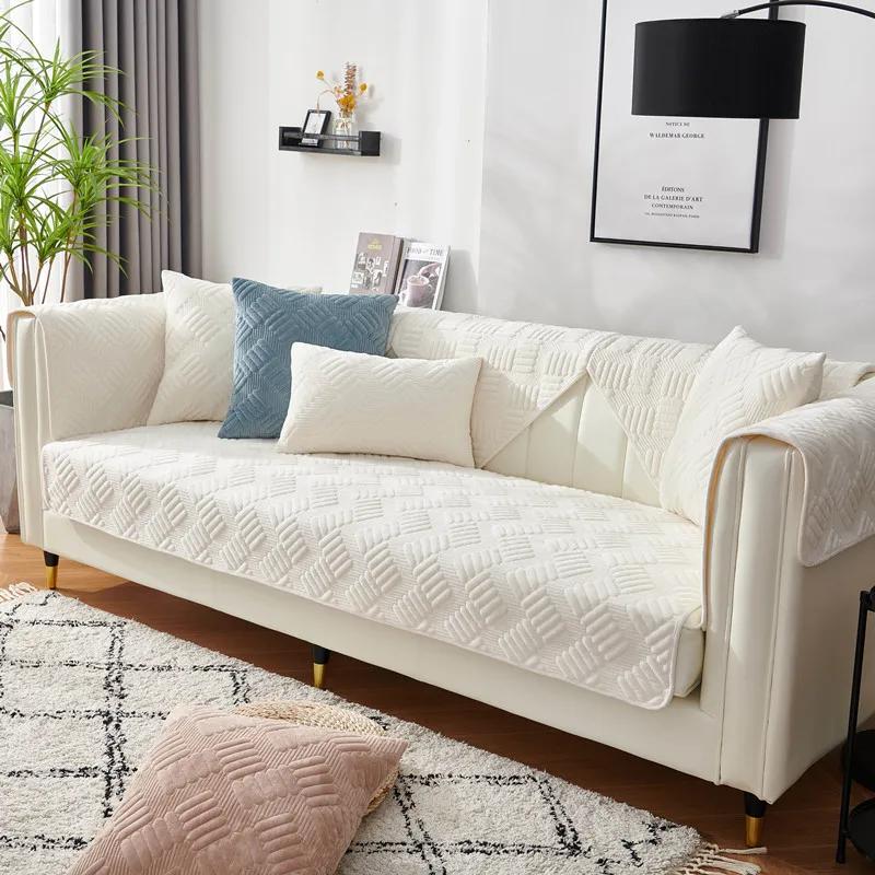 Grube Pluszowe Pokrowce na Sofę Antypoślizgowy Pokrowiec na Kanapę Do Salonu Szezlong Poduszki na Sofę Jednolity Kolor Uniwersalny Ręcznik na Sofę Narożną