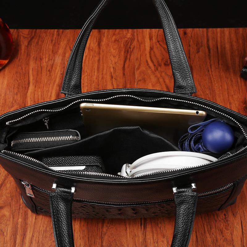 High Sense Large Capacity Business Handbag Men's Briefcase Soft Leather Men's Bag Shoulder Bag Crossbody Computer Bag