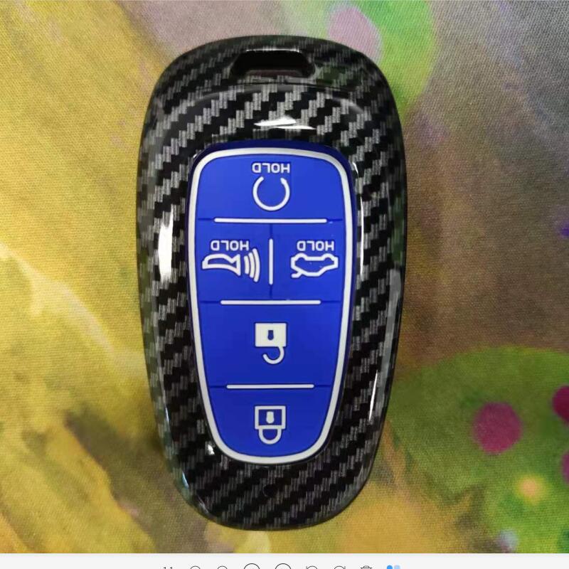 Carbon Fiber Abs +Silicone Car Key Fob Case Cover For Hyundai Solaris Sonata Hybrid Nexo Nx4 New Grand Santa Fe Tucson
