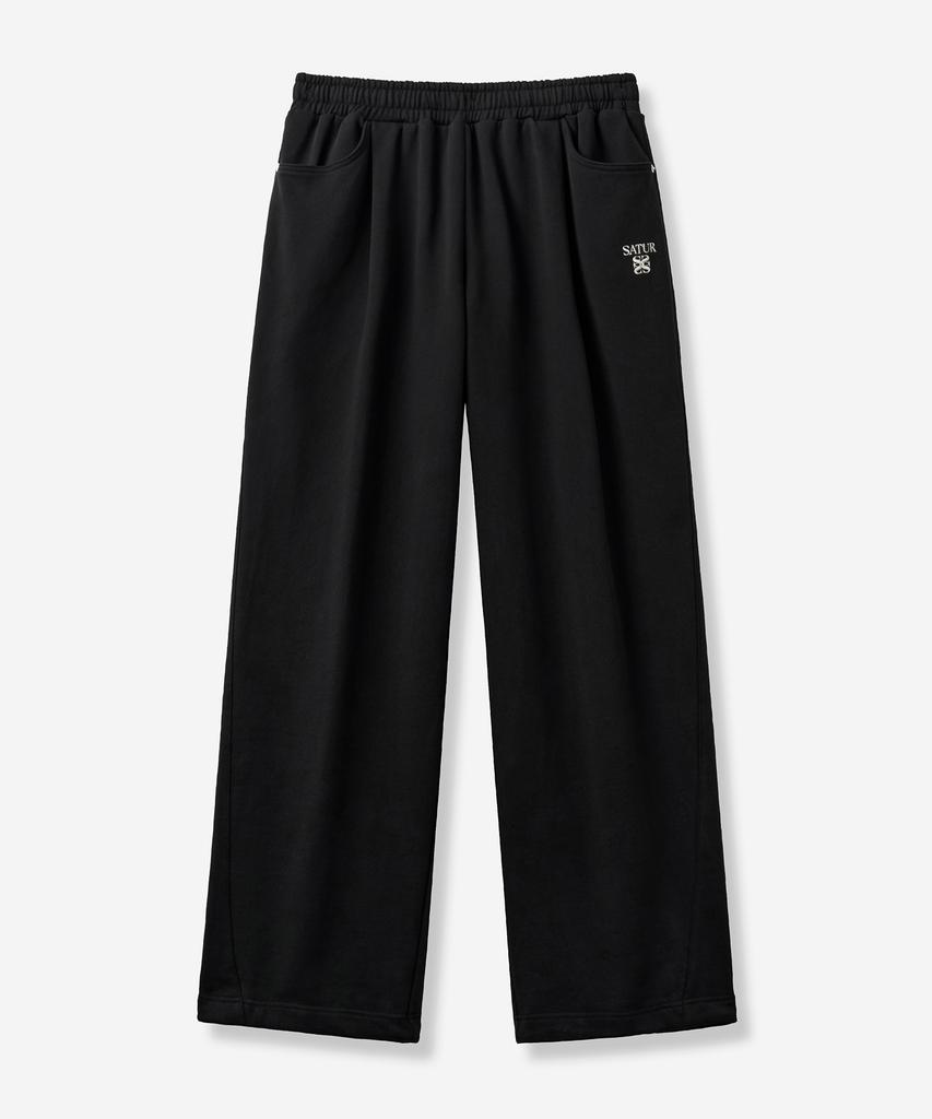 SATUR One-Pleat Sweatpants Black