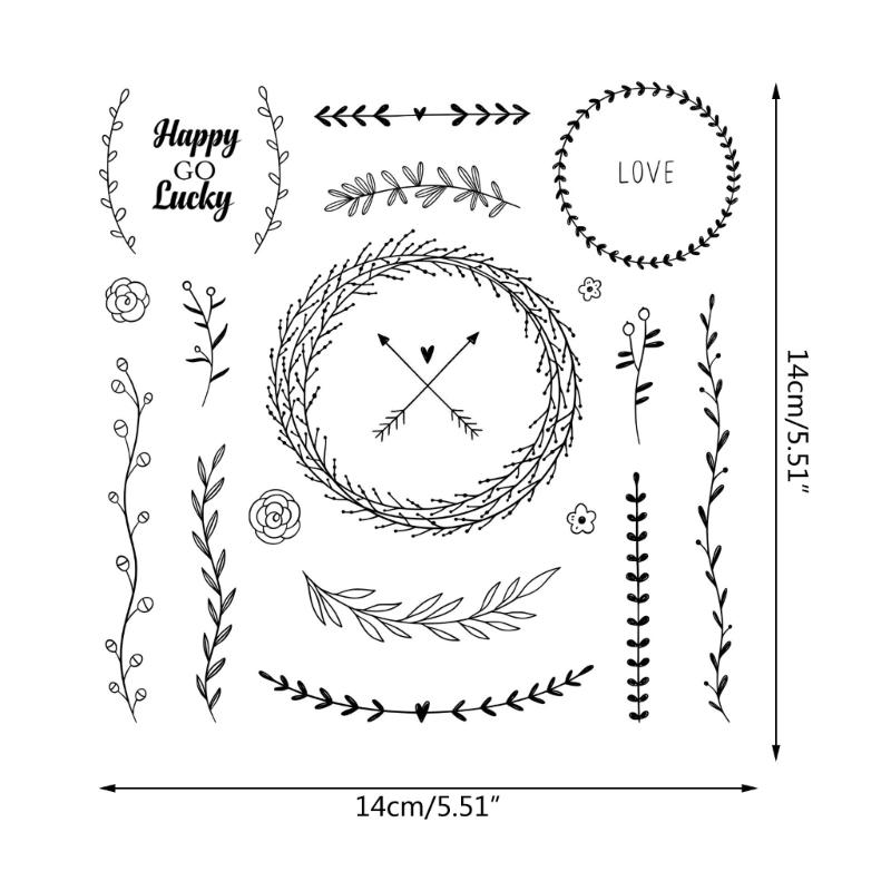 Flower Wreath Silicone Clear Stamps for Card Making Scrapbooking Embossing DIY Craft Album Decoration Rubber Seal Stamps