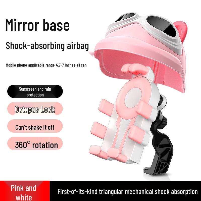 Shockproof Rainproof Phone Holder for Electric Cars, Motorcycles & Takeaway Helmets with Sunshade and Navigation Support.