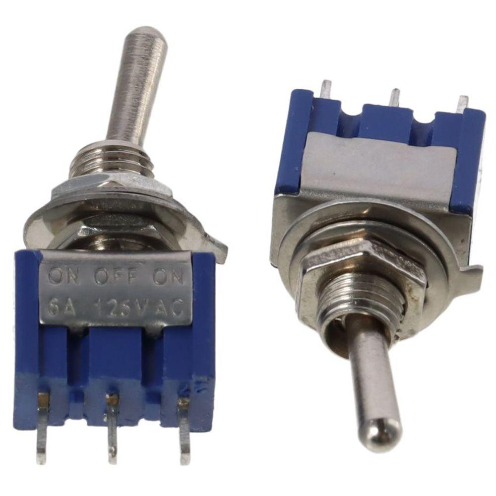10 Stück 33mm / 1,3" Mini Kippschalter Metall, Kunststoff 3-polig 2 Position Miniatur-Kippschalter 6mm / 0,24" Blau Auto Boot Schalter