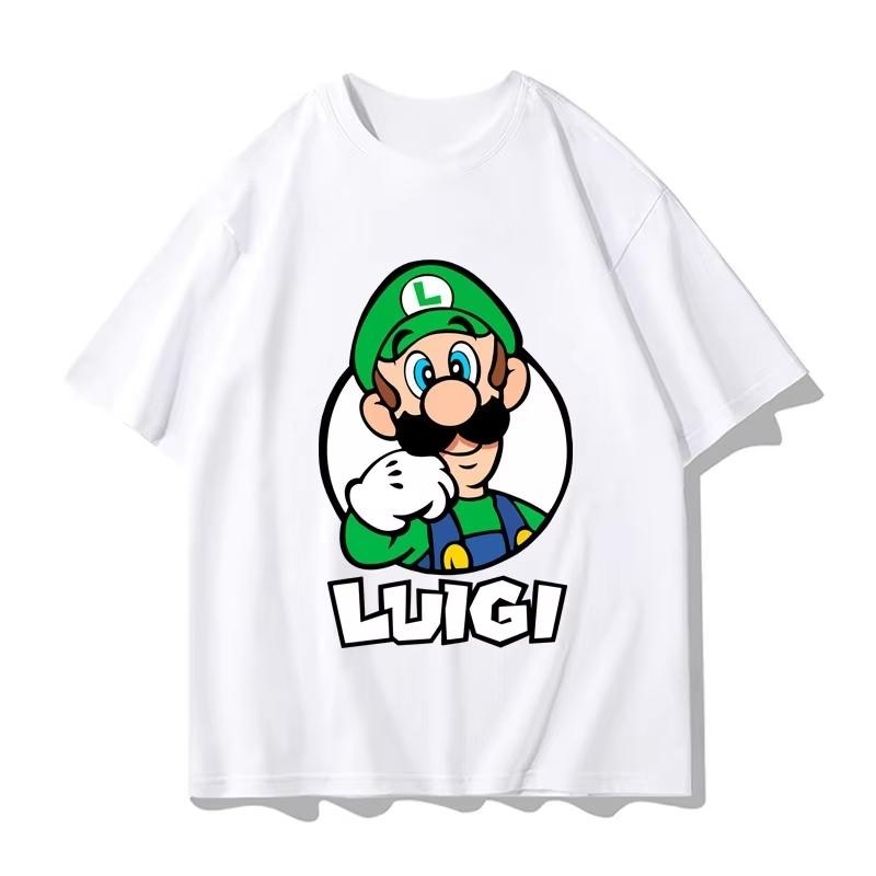 Super Mario Luigi T-shirt Men and Women Summer Cotton Y2K Clothing Fashion Breathable Anime Fans  Gothic Cotton Oversized T-shirts