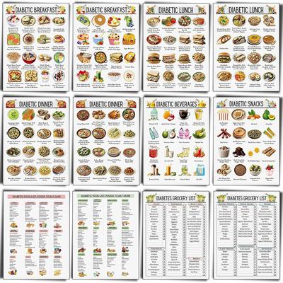 12 Pcs Diabetes Food List Diabetes Meal Chart Information Diet Plan, Low Carb Foods List For Blood Sugar Control