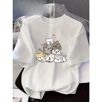 Europäische Größe Neue Herbst- und Winterkollektion: Damenärmel, Bequem und Hautfreundlich. Mit niedlichen Katzen-Aufdrucken