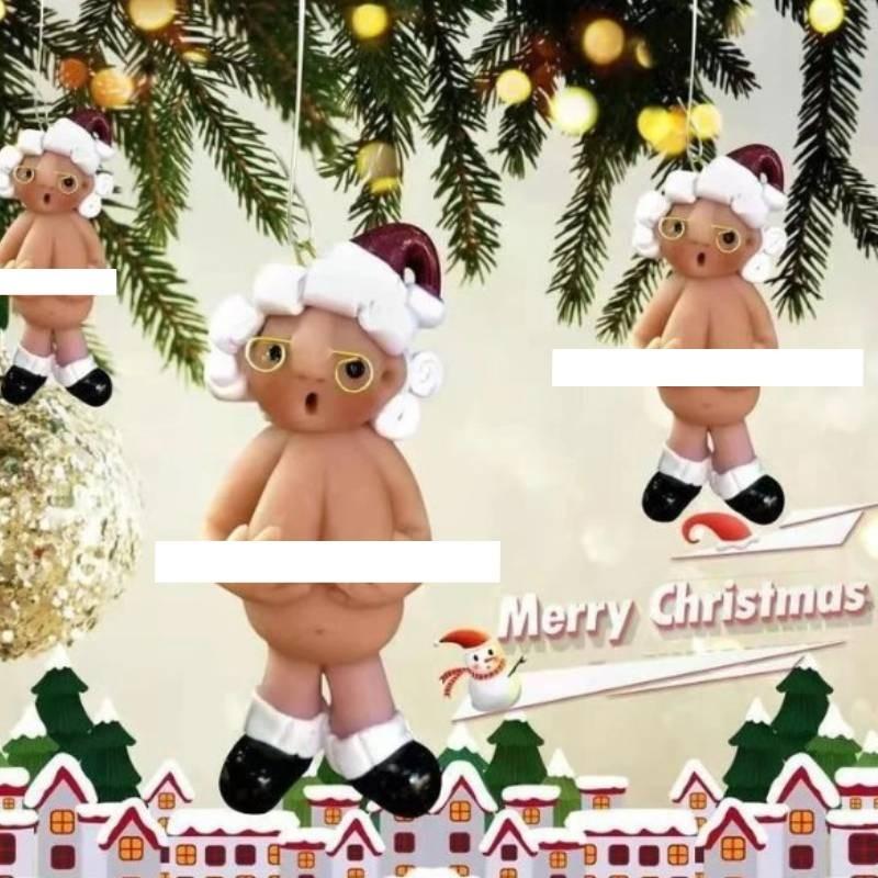 Colorful Santa Naked Acrylic Christmas Ornament For Decorative Holiday Accessories Tree