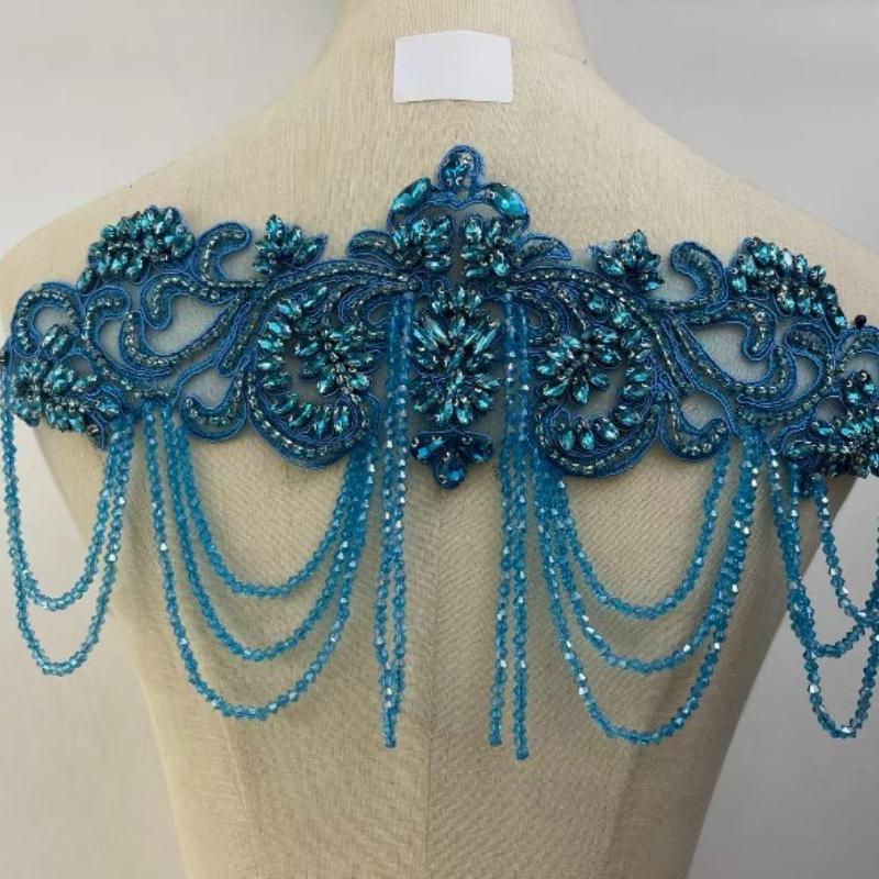 1 STÜCK Handgenähte Fransen Perlen Spitze Strass Applikationsaufnäher 26 Farben DIY Handgemacht Kleid Hochzeitskleid Bekleidungszubehör