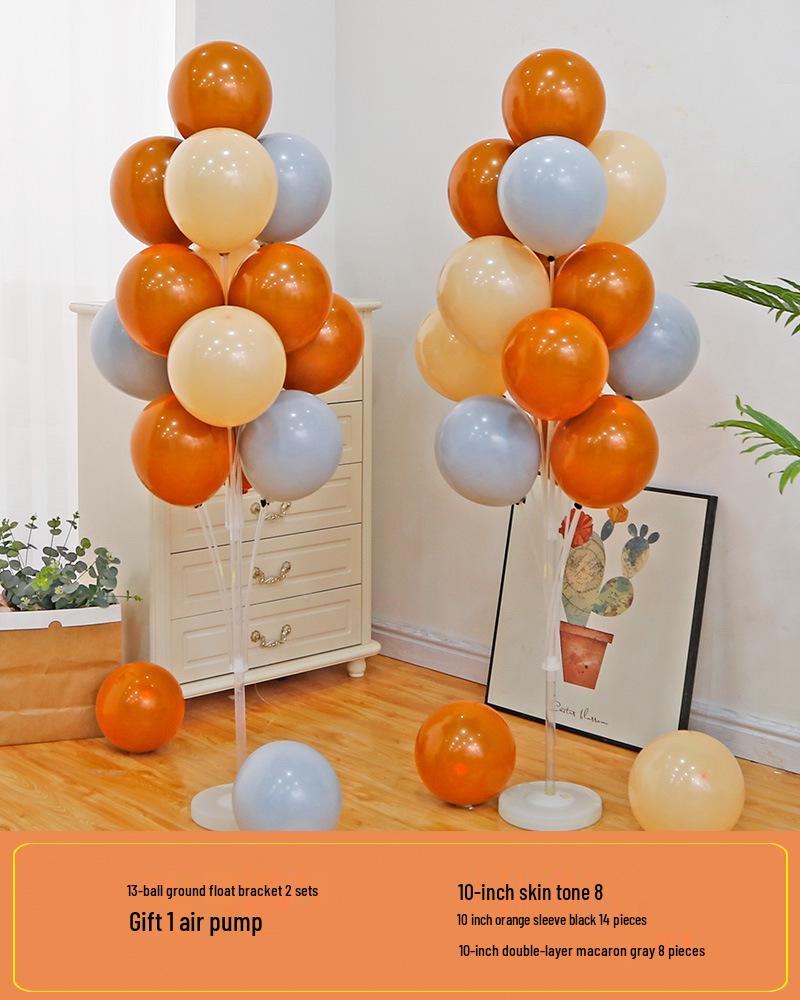 Anniversary & Birthday Balloon Column Decorations: Event Scene Layout with Floor and Background Balloons
