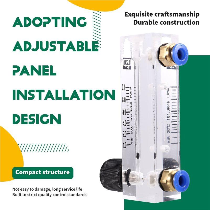 A58Z 2X 4T 0.1-1L/MIN Acrylic Variable Area Flow Meter Adjustable Panel Mount Gas Rotameter Air Flow Rate Controller