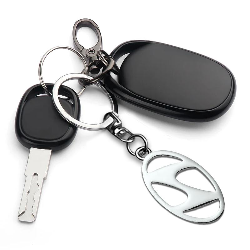 1Pcs 3D Metal Car Badge Keychain Zinc Alloy Keyrings Auto Accessories For Hyundai Accent AMICA Aslan Azera DYNASTY Elantra Equus Galloper