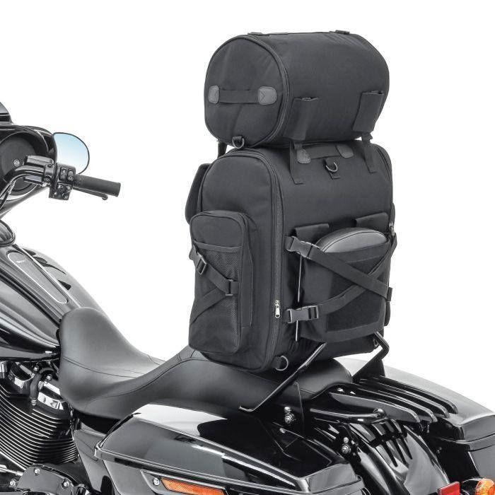 Motorrad Sissy Bar Hecktasche Craftride SXL mit Rollentasche in Schwarz
