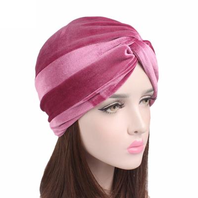 Turban Cap Solid Color Cross Shape Lady Stretchy No Brim Indian Turban Hat for Spring Autumn Winter