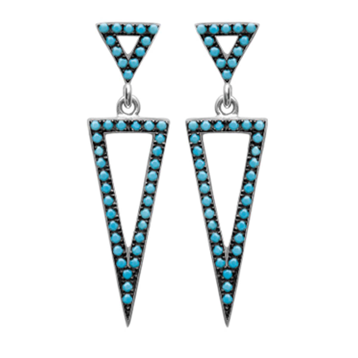 

Les Trésors De Lily [N6997] - Boucles Argent Navajos turquoise (rhodié) - 30x7 mm