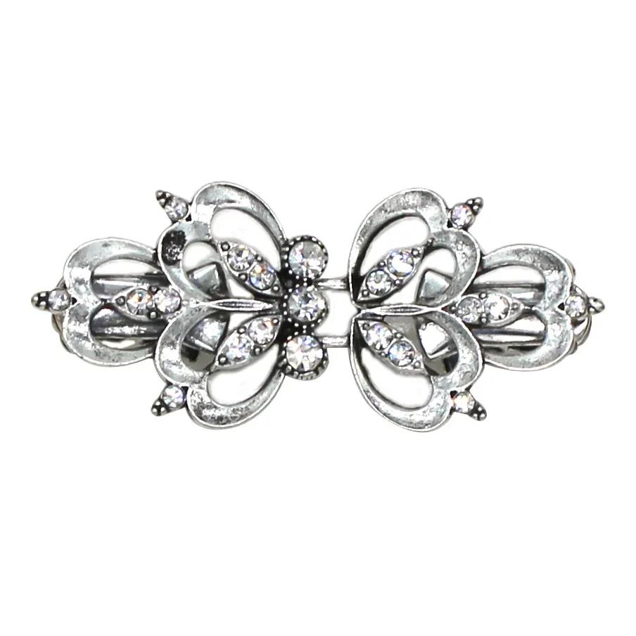 1 Pair Shiny Alloy Cardigan Collar Clips Holder Women Decor Crystal Cape Cloak Clasps Fasteners Buckle Brooch Clip