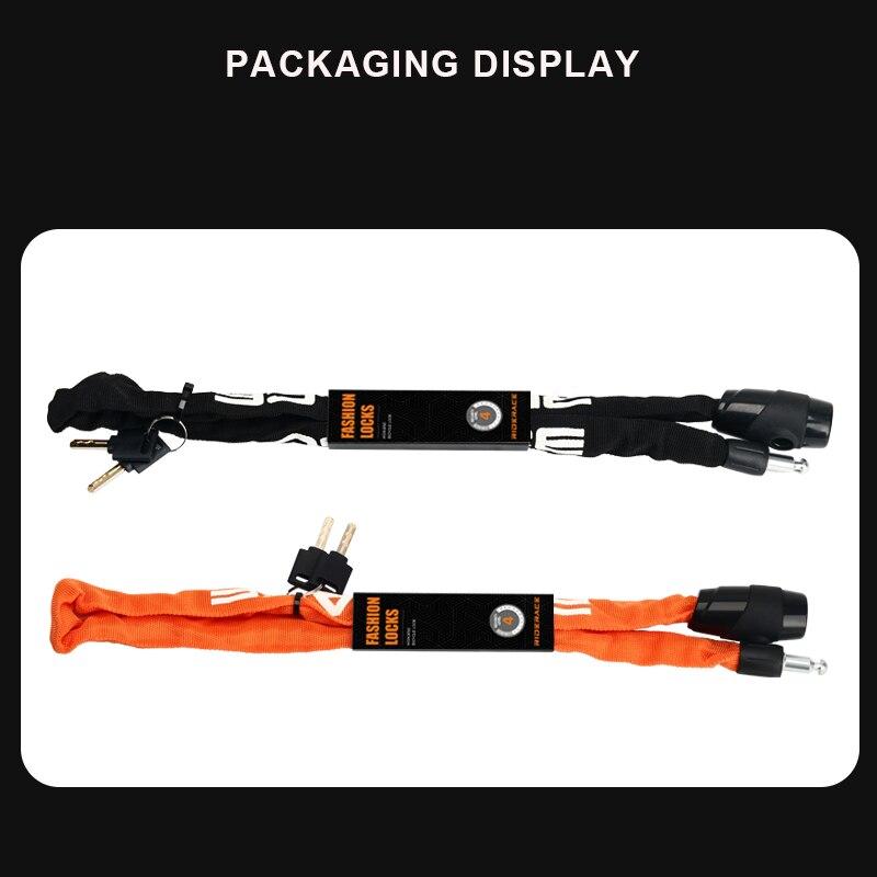 RIDERACE Candado de Cadena para Bicicleta Portátil Antirrobo Alta Seguridad Candado para Bicicleta de Montaña MTB Con 2 Llaves Para Scooter Eléctrico E-Bike
