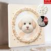 DIY 5D Pearl Bead Painting Kit with Frame Cute Bichon Dog Design Shiny Canvas Art for Bedroom Wall Decor and Special Birthday Gift
