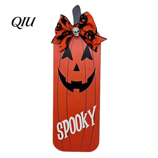 Entryway Halloween Decor Door Sign for Front Door, Wooden Ghost Pumpkin Black Cat Indoor Outdoor Ornaments Hanger Wreath, Rustic Farmhouse Welcome
