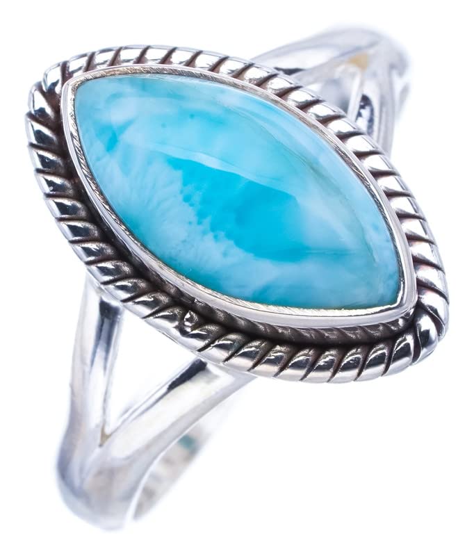 

StarGems® Natural Larimar Handmade 925 Sterling Silver Ring 8.75 F0885