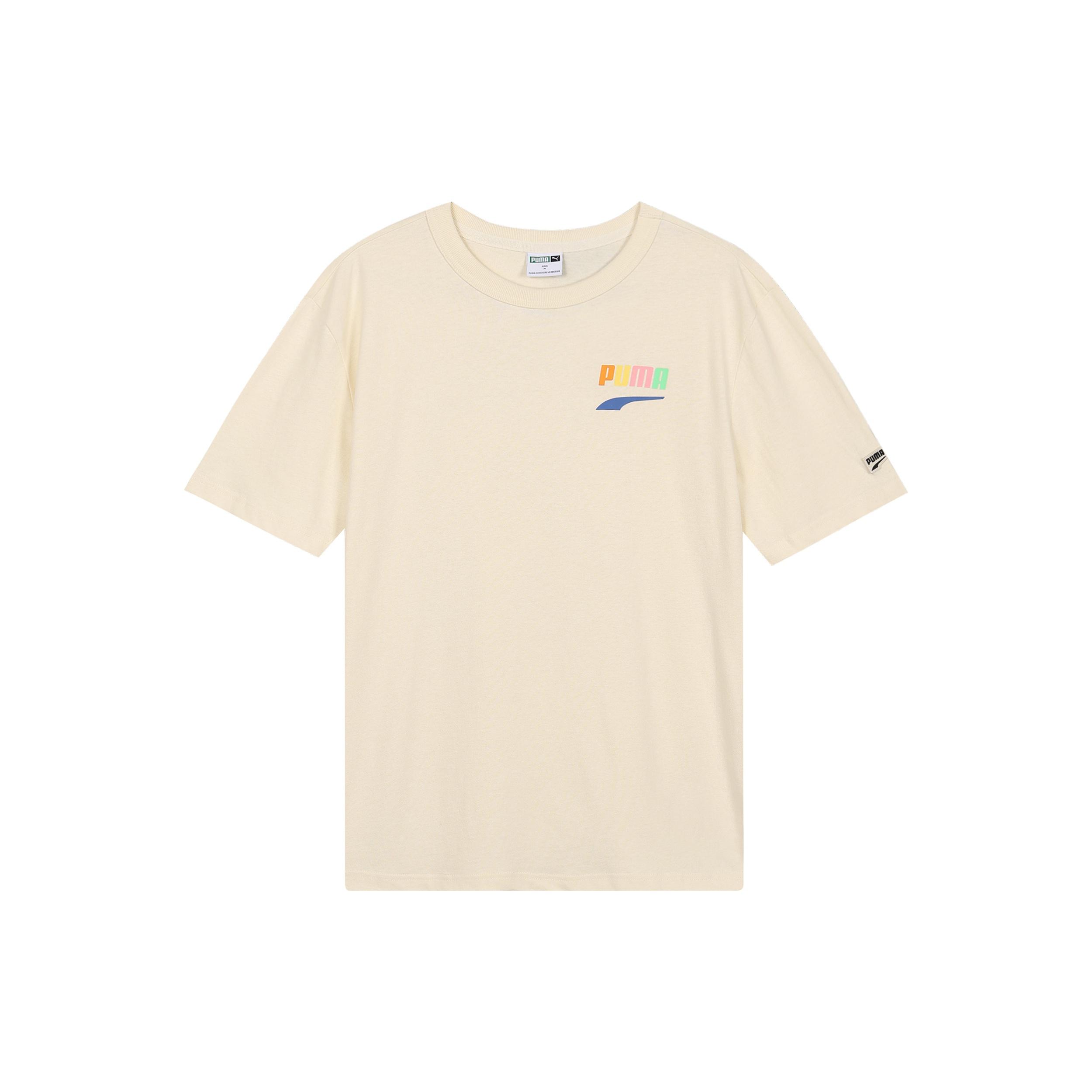 PUMA Sports Alphabet Cartoon Printing Round Neck Short Sleeve Beige Men s 531335-75 L