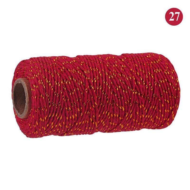 100Meter/Roll Two Colors Cotton Cord Baker Twine Colorful Cotton Crafts Twine Macrame Cord String Bandage Label Rope