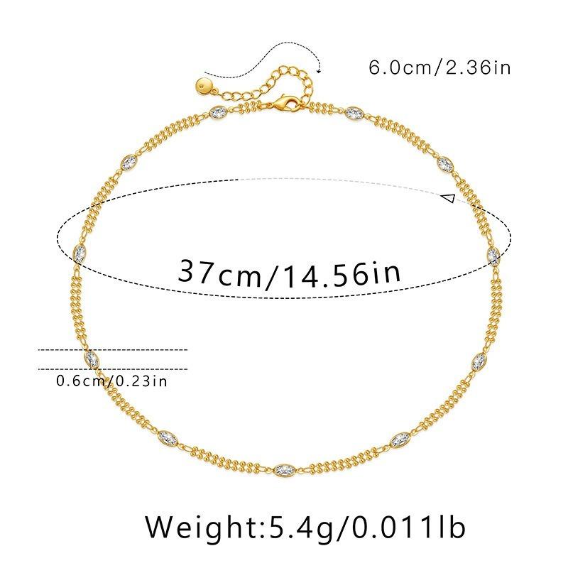 K Gold Plated Beaded Chain Clavicle Necklace Handmade Minimalist Cool Style