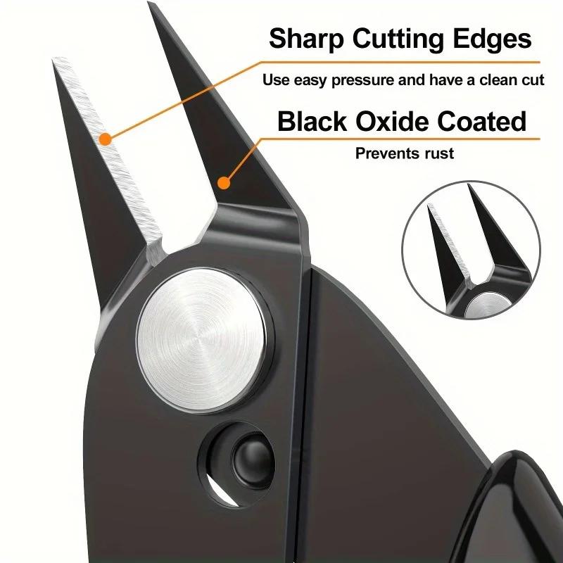 2pcs 5" Stainless Steel Wire Cutters with Black Plastic Handles for Jewelry 3D Printing & Zip Tie Removal