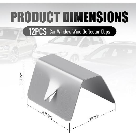 Rain Guards for Car Windows Clips 12PCS,Wind & Rain Resistant Car Window Wind Deflectors Clips Stainless Steel,Rains Deflectors for Cars Windows Clip