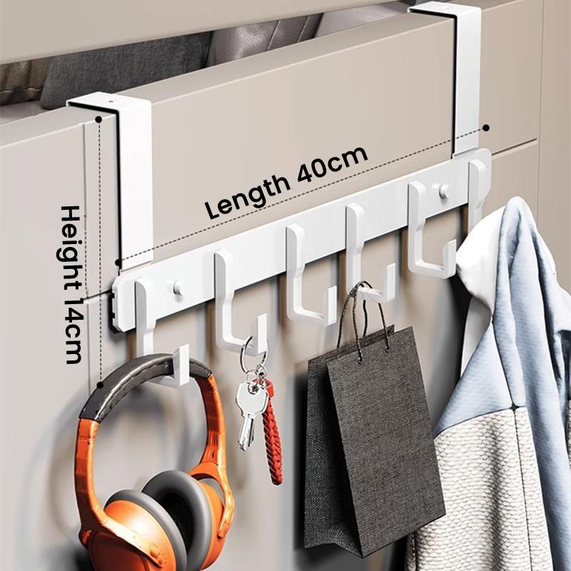 

Крючок над дверью, держатель для вешалки из углеродистой стали для пальто, халата, шляпы, одежды, органайзер для ванной комнаты, вешалка для полотенец, 6 крючков 6 Hooks