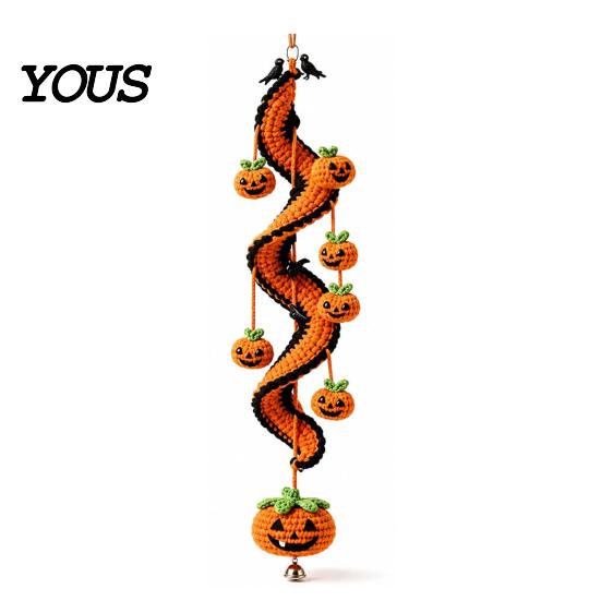 Creative Hobby Gift Halloween Spiral Crochet Hanging Ornament DIY Kit, Pumpkin Ghost Bat Family Crafting Supplies Black Cat Complete Craft,